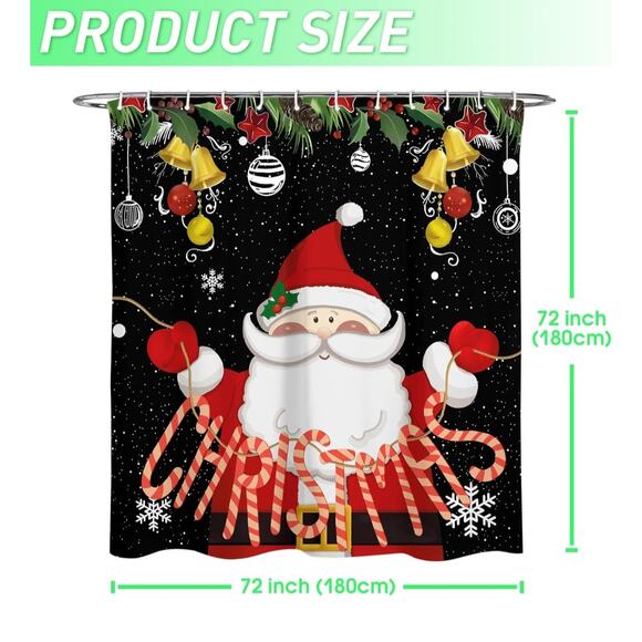Christmas Santa Claus Shower Curtain – Waterproof & Festive Holiday Decor - Picture 5 of 5